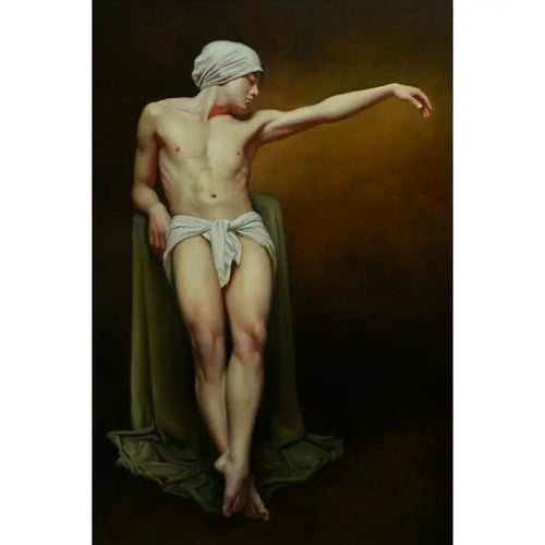 peinture huile figurines classique toile blanche verte traditionnelle