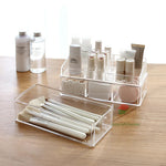 rangement cosmétique acrylique transparent moderne brosse maquillage coton tige poudre compacte crème visage vernis