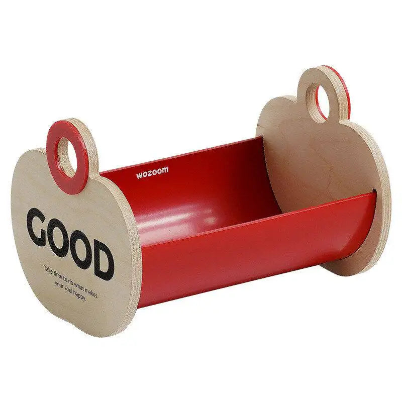 boîte rangement porte clés moderne rouge texture bois minimaliste citation imprimée anneaux métalliques cartes