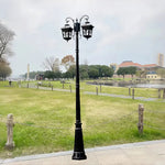 Lampadaire extérieur étanche ip65 moderne deux têtes 2.3m noir or vintage aluminium