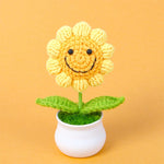 fleurs crochet rose jaune marron multicolore pot plastique décoration intérieure ornement créatif enfantin