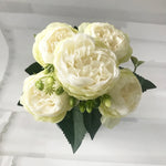 bouquet fleurs artificielles pivoine rose blanches decoration maison mariage anniversaireintérieur