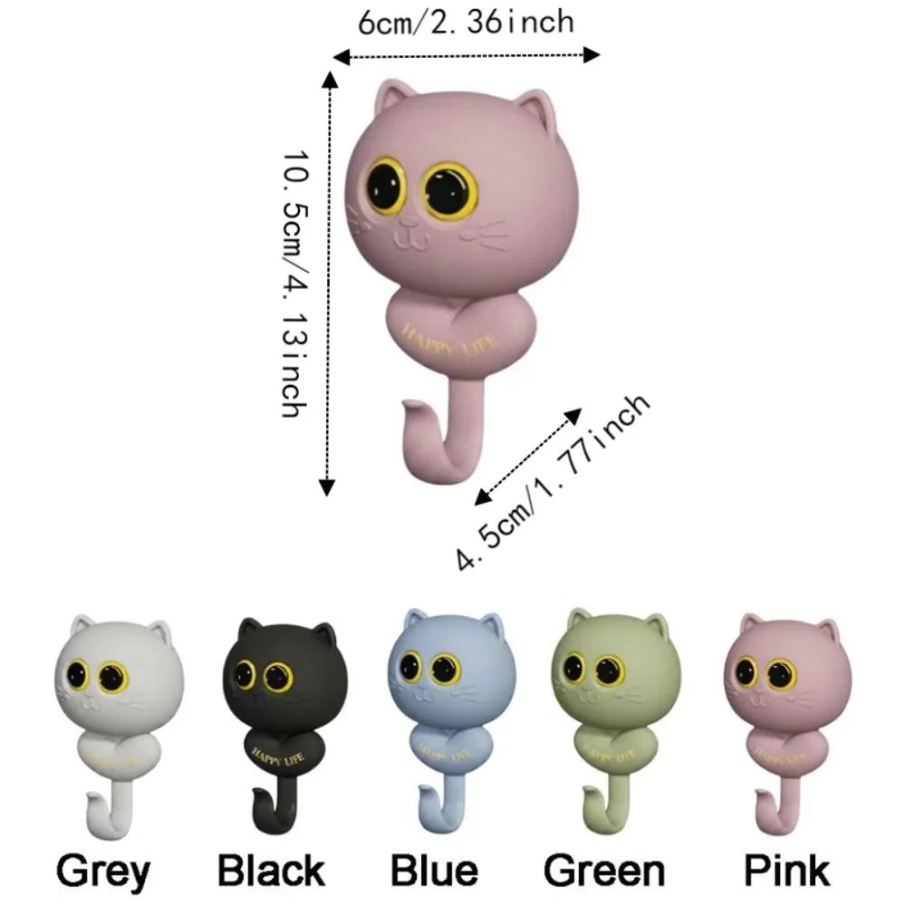 porte clés adhésifs chat happy life rose bleu vert gris noir mignon cartoon