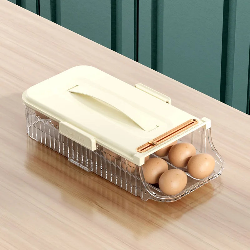 boîte œufs vert transparent réfrigérateur qualité alimentaire moderne pratique hermétique