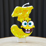 bougies forme chiffres spongebob patrick star anniversaire enfant decoration theme cartoon jaune orange blanc