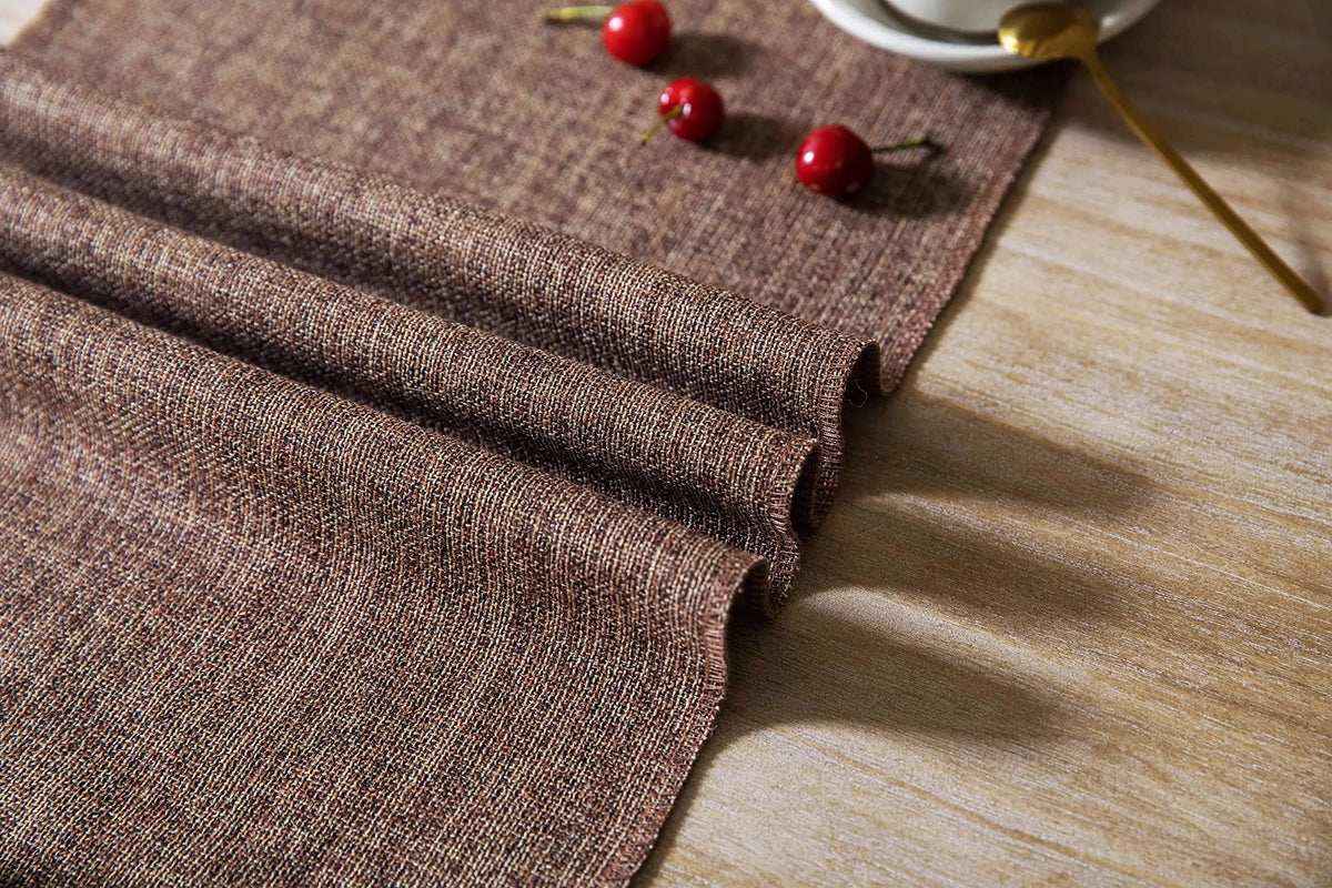 chinois table chemin marron lin texture classique tassel doré