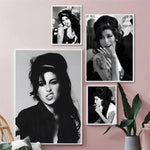 affiches aamy winehouse noir blanc cadres muraux decoration classique facile chambre college moderne pvc