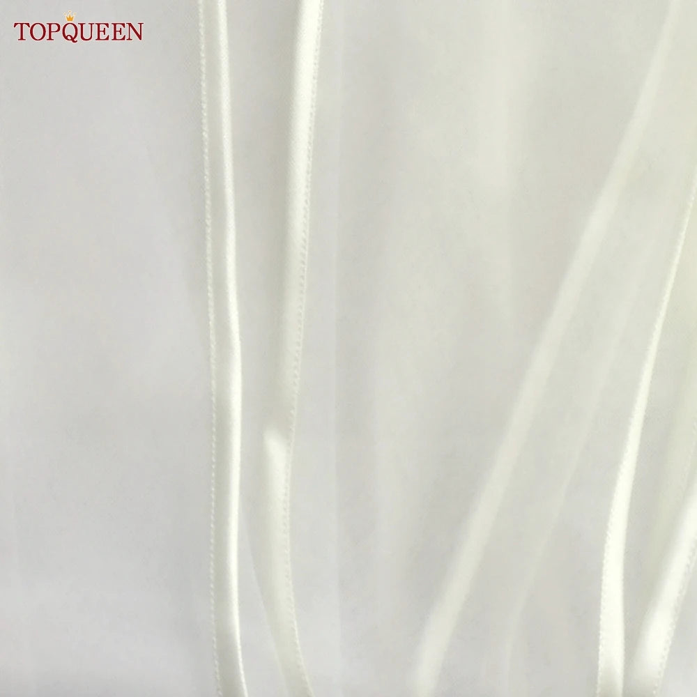 voile mariée blanc deux couches bord ruban classique soirée mariage translucent