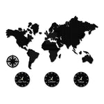 décoration murale carte monde horloges york londres tokyo boussole moderne géographique