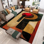 tapis abstrait géométrique moderne orange rouge noir gris vert contemporain minimaliste salon chambre