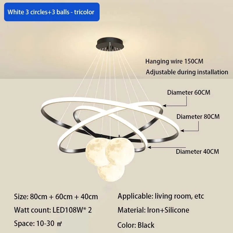 suspension lumineuse moderne blanc boules circulaires aluminium intérieur chambre salon