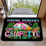 tapis sol moderne imprimé camping noir rose blanc vert bleu beige doréextérieur porte