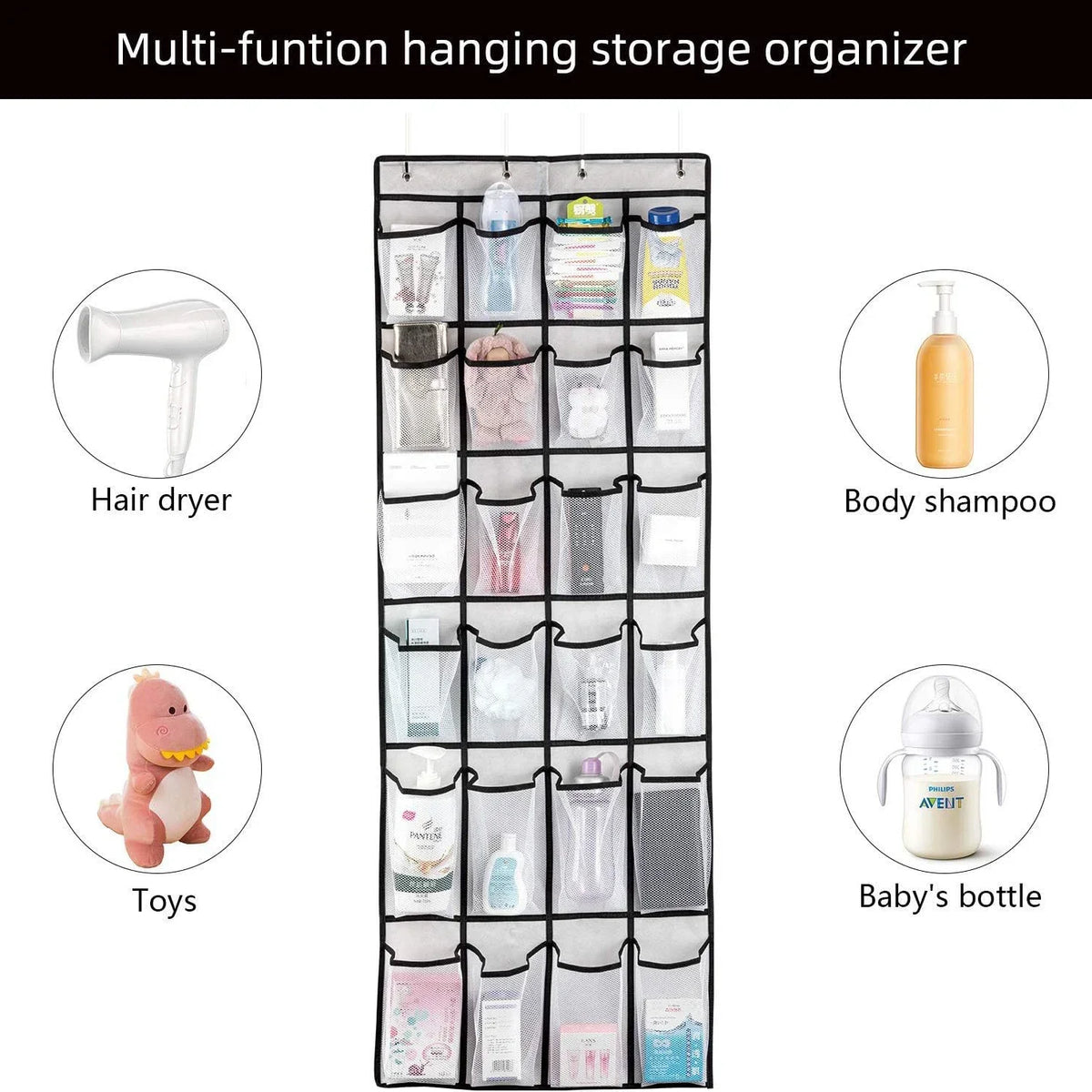 organisateur mural chaussures compartiments tissu polyestère clips suspendus moderne fonctionnel noir pliable