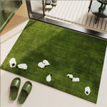 tapis sol antidérapant diatomée imperméable dessin animé moutons train pandas éléphants canards vert salon