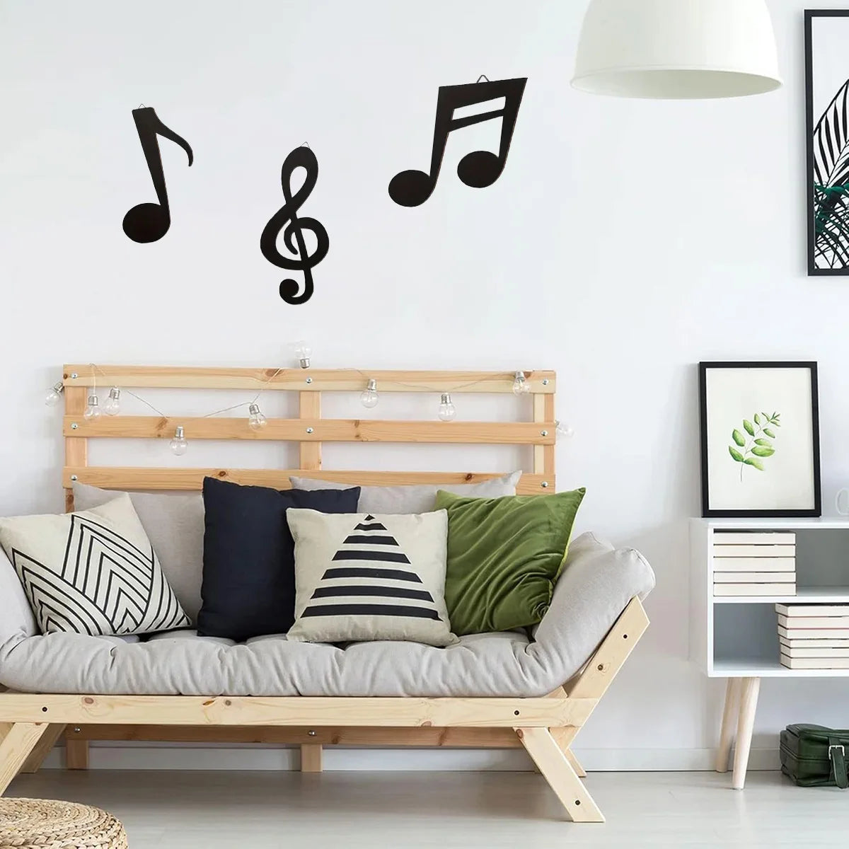 décoration murale moderne notes musicales autocollant noir minimaliste