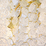 Suspension lumineuse moderne or blanc feuilles dorées 100cm 120cm 150cm 180cm led élégante