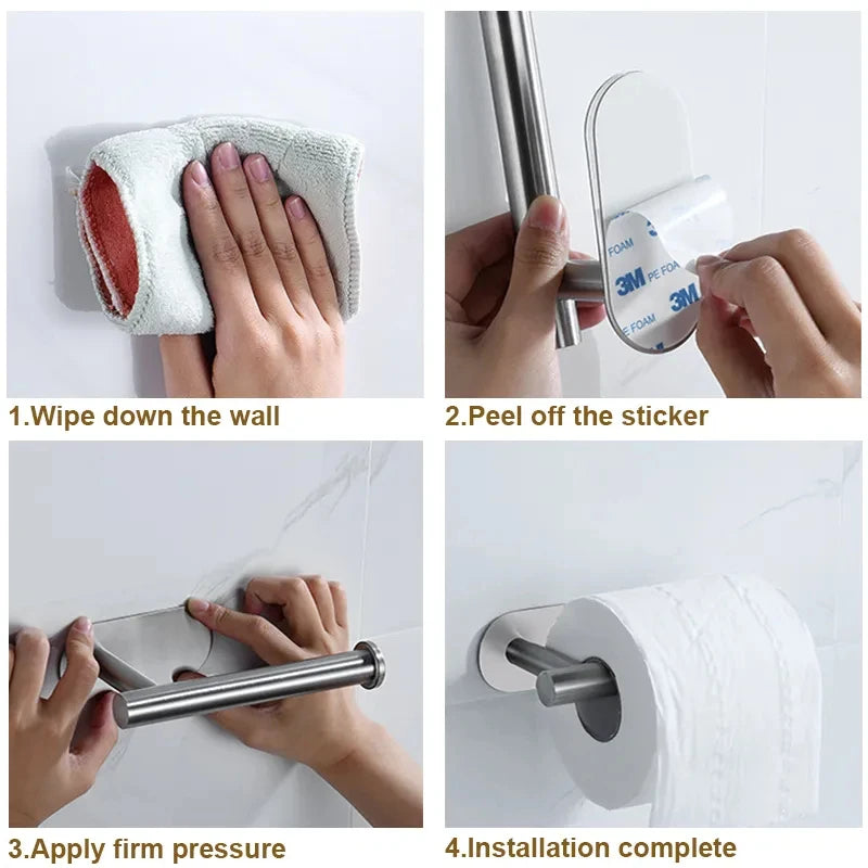 porte serviettes adhésifs papier toilette moderne acier inoxydable noir sans perçagerollable tissue holder stainless