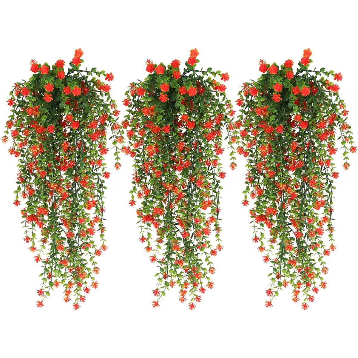 plantes suspendues artificielles fleurs feuilles vertes rouge jaune noire blanches modernes extérieures
