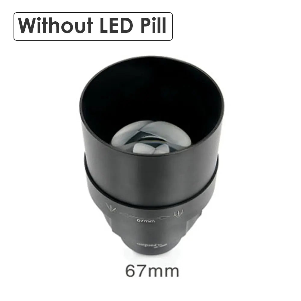 lentille interchangeable noire 75mm 67mm 50mm 38mm lampe torche led rechargeable
