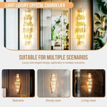 applique murale cristal doré moderne rangs superposés led éclairage chambre salon élégante fixée mur