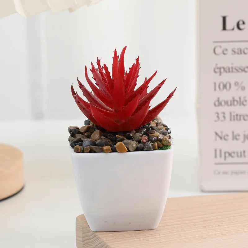 plantes succulentes artificielles vert rouge marron moderne minimaliste intérieur décoration maison