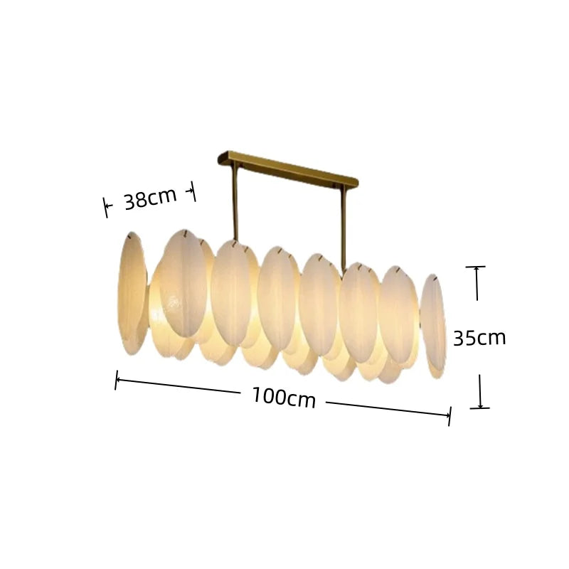 Suspension lumineuse moderne cristal blanc doré ovale translucent salon chambre