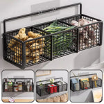 organisateur mural trois compartiments métal industriel épices condiments cuisine supports
