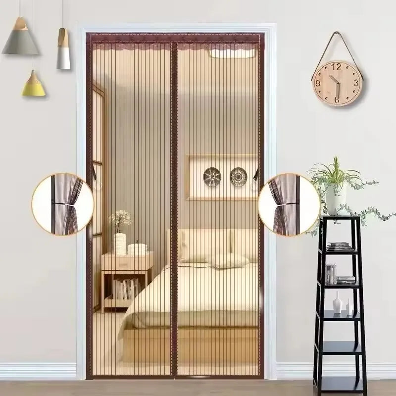 rideau porte magnétique noir maille fine 100x210cm moderne sans toile ventilation