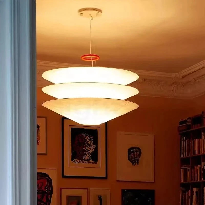 suspension lumineuse moderne blanc texture ondulée salle restaurant chambre principal hall led papier