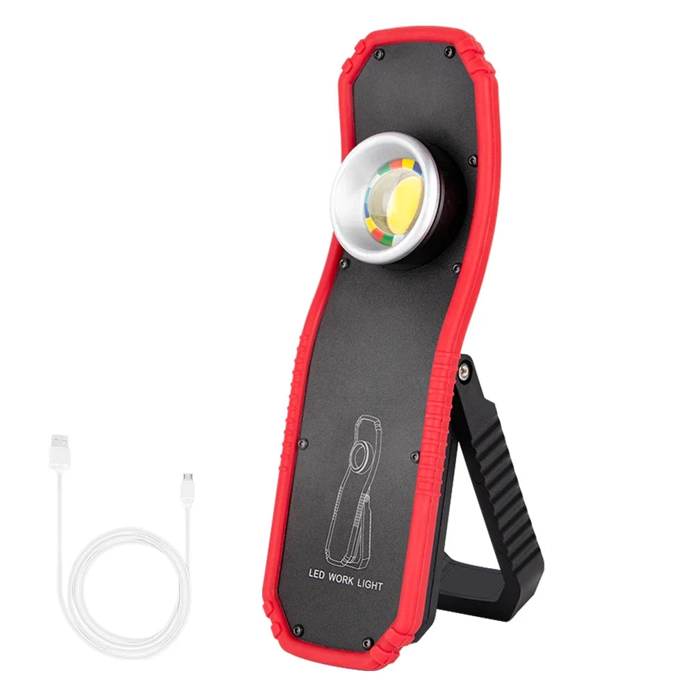 lampe poche led rechargeable usb crochet suspension aimant noir rouge camping travail