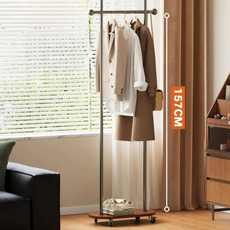 porte manteau moderne acier inoxydable gris roulettes vintage fonctionnel entrée chambre coucher