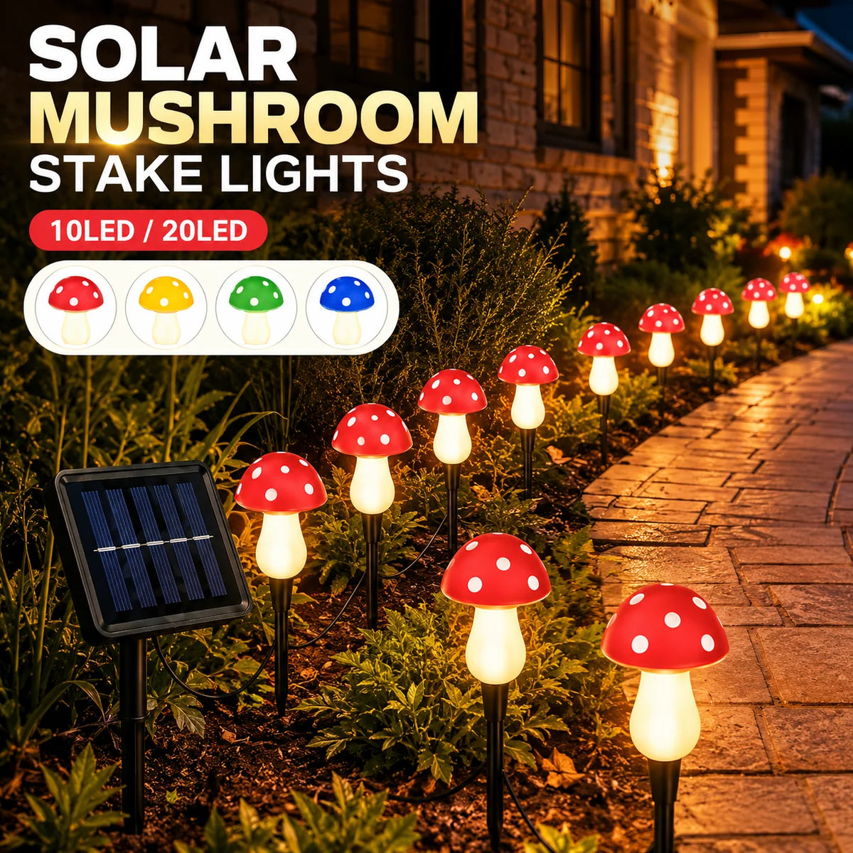 lampe solaire jardin champignon décoratif piquet extérieur led couleur halloween cour jardin extérieur