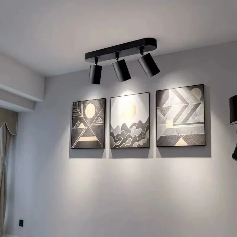 Spot LED noir moderne minimaliste fixation murale têtes têtes rond lisse