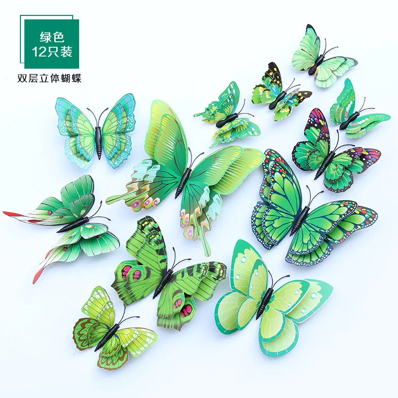 papillons décoratifs 3d imprimés brillants multicolores adhésifs décoration murale enfants vert bleu orange rose