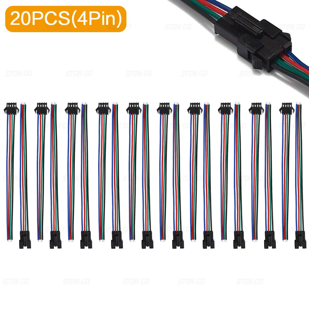 câbles électrique connecteurs mâle femelle 24v 2pin 3pin 4pin 5pin noir rouge vert