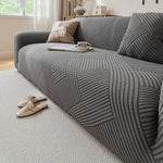 housses canapé moderne rayures horizontales beige gris clair polyestère lavage machine adaptable places