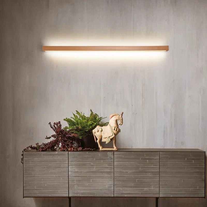 lampe led moderne bois naturel clair éclairage chambre salon entrée fixée mur appliques murales