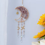 décoration murale croissant lune semi précieuses feuilles dorées boho chic chambre