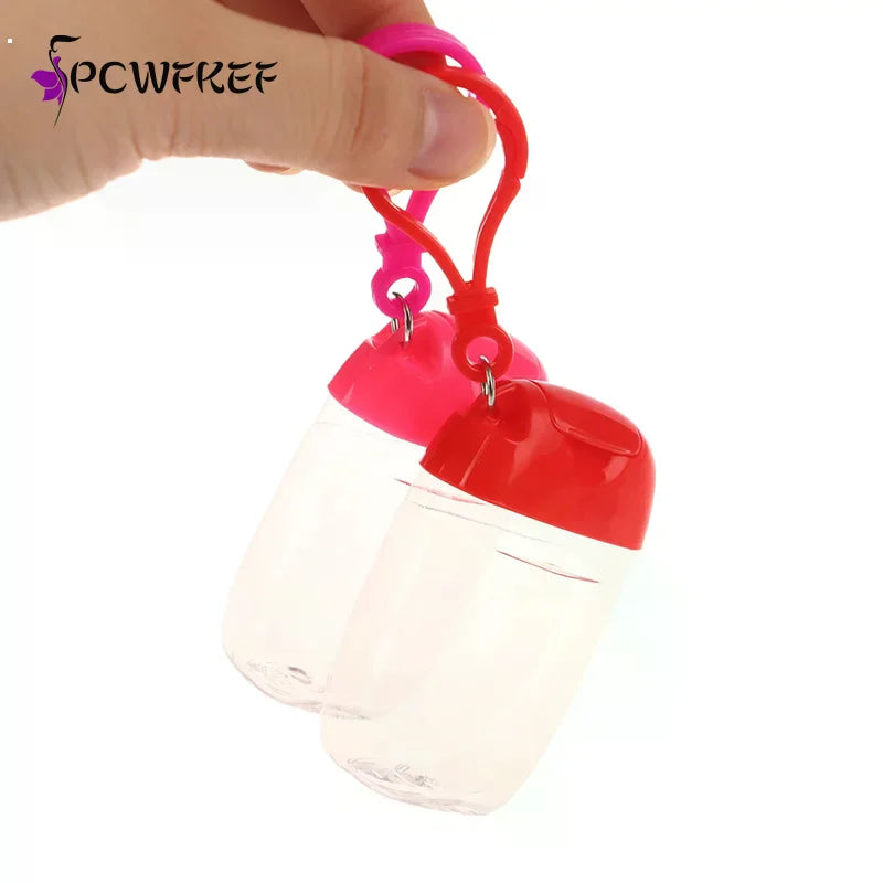 bouteilles rechargeables portables transparentes modernes verre clip rouge vert bleu jaune noir blanc cosmétique
