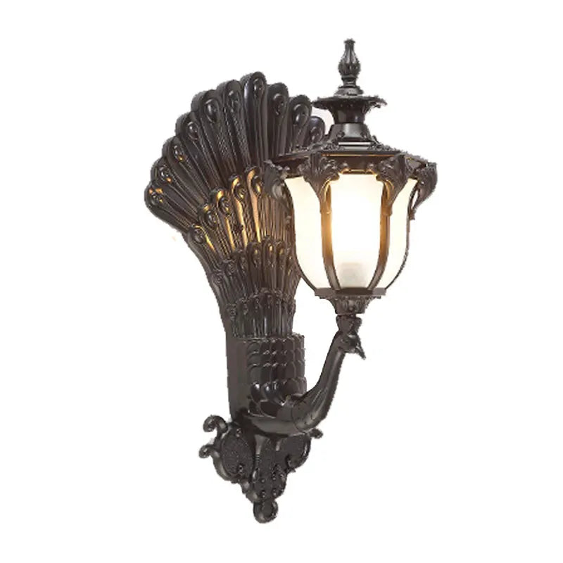 applique murale noire plume paon classique ip65 led éclairage maison moderne aluminium