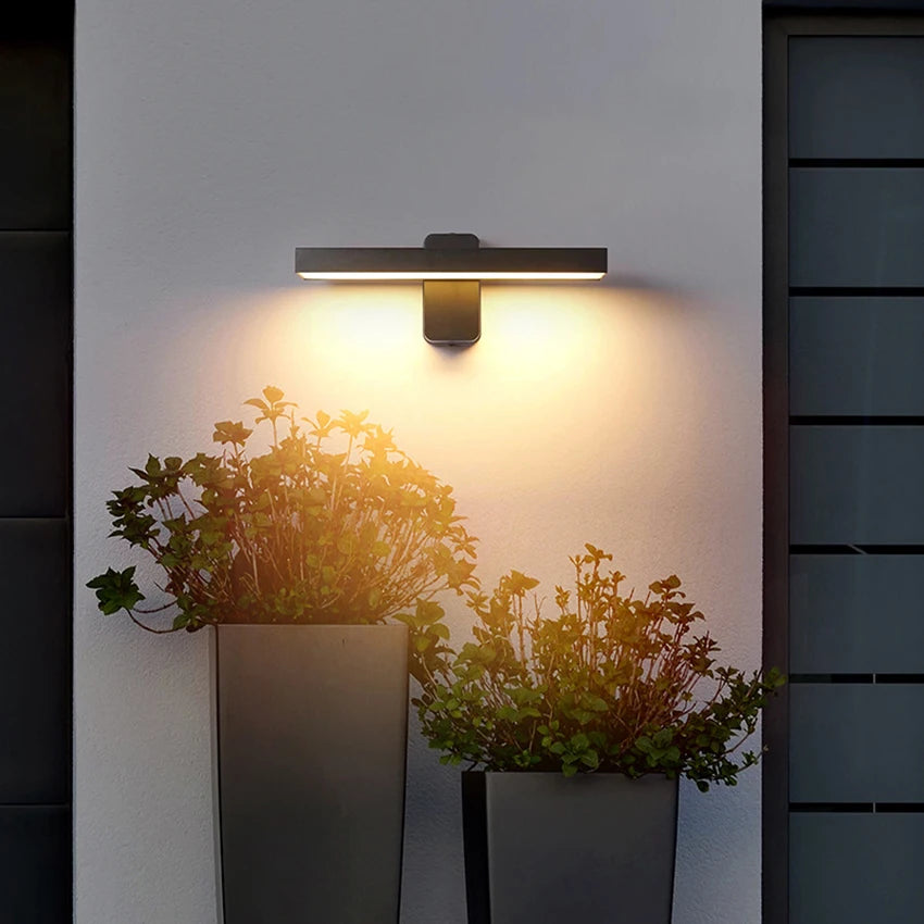 applique murale moderne led ip65 étanche noir 20cm 30cm 40cm 50cm