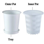 pots fleurs plastique blanc moderne double couche conteneur plantes intérieur plateau jardin 12cm
