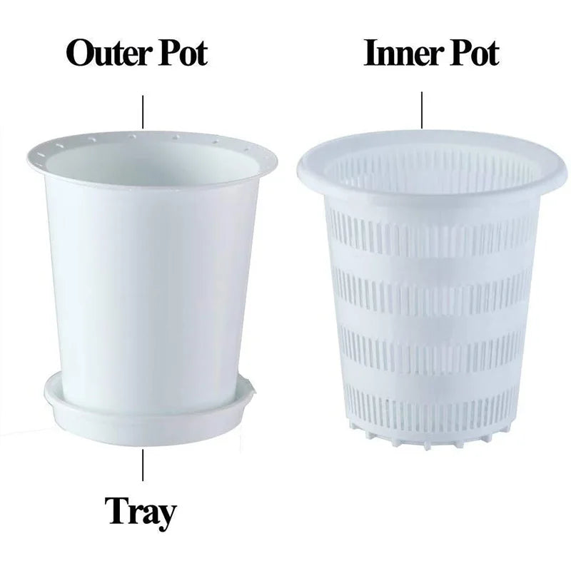 pots fleurs plastique blanc moderne double couche conteneur plantes intérieur plateau jardin 12cm