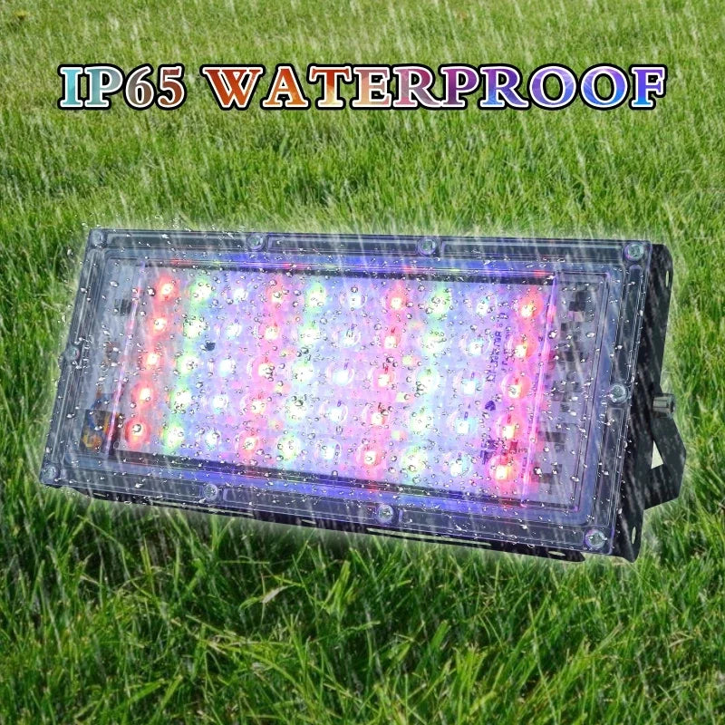 projecteur led noir moderne ip65 étanche télécommande flux lumineux élevé fixation certifié rohs