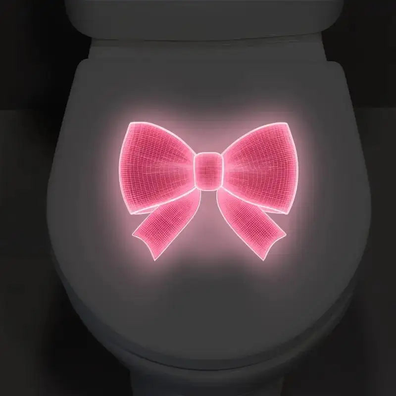 décoration murale moderne autocollant rose arc ruban brillant nuit adhésif PVC toilette couvercle
