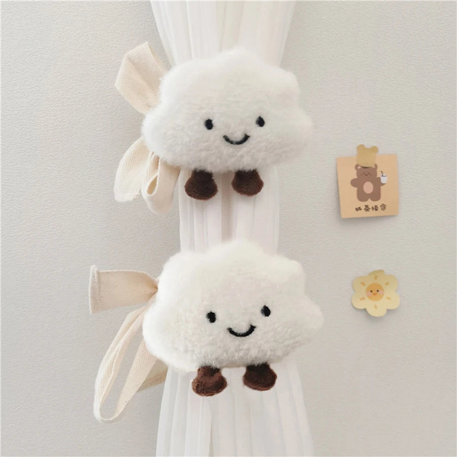 accessoires fenetre peluche souriant nuages decoratifs chambre enfant blanc rose bleu opaques