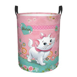 panier rangement pliable motif chat rose blanc linge jouets enfant coton