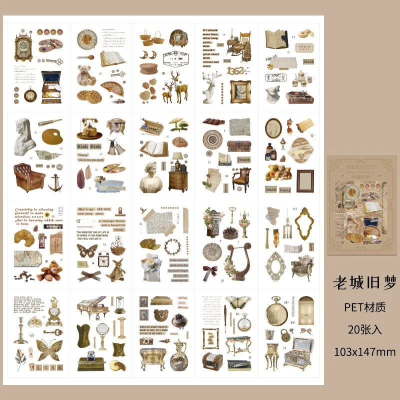 autocollants vintage rose beige marron blanc collage papier illustrations textes rétro romantique scrapbooking journal