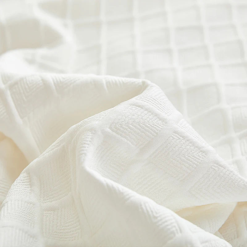 housses lit polyester coton brodé texture blanche moderne ruban adhésif inclusion