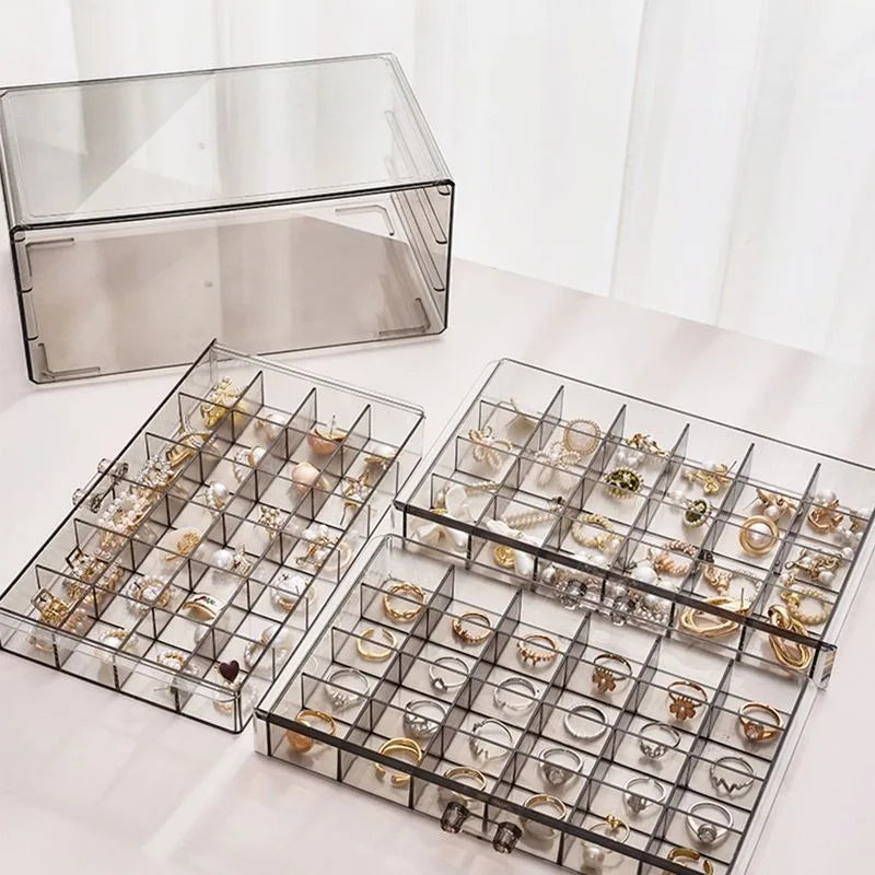 Boîte à bijoux transparente grande capacité avec tiroirs clair - Organisateur sur coiffeuse